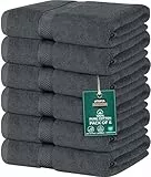 Utopia Towels - 6er-Pack mittelgroße Badetücher aus 100% Baumwolle mit Aufhängeschlaufen, 60x120 cm Duschtuch, weiche und saugfähige Handtücher (Grau)