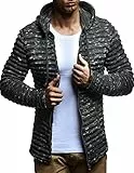 Leif Nelson Strickjacke Herren mit Kapuze & Reissverschluss (Schwarz, Größe L) - Strick Sweatjacke Männer Cardigan für Winter Baumwolle
