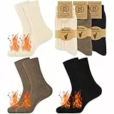 Belloxis 3 Paare Alpaka Thermosocken Damen Warme Wintersocken Dicke Stricksocken 39-42 Gestrickte Selbstgestrickte Kuschelsocken Sockenwolle
