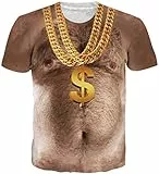 Loveternal Hairy Chest T-Shirt 3D Druck Tees Casual Muskelshirt Grafik Kurzarm Hässliche Tops Tees für Frauen Männer XL