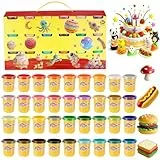 Yimomoyi 36er Pack Knete Set für Kinder, Kinderknete, Knetmasse für Fantasievolles und Kreatives Spielen, Knete Zubehör, Teig Spielzeug Geschenk für Jungen Mädchen ab 3 Jahren, 50G/Dosen (36 Farben)