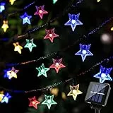 BLOOMWIN Solar Lichterketten Sterne LED Lichterkette Außen Garten Stern Bunt Solar Beleuchtung Sterne für Party, Weihnachten, Outdoor, Fest Deko Weihnachtsbeleuchtung Weihnachtsdeko Bunt