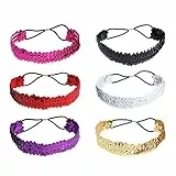 Lurrose 6 stücke Glitzer Haarbänder Pailletten Stirnbänder Elastische Haar Kopfbedeckung für Frauen und Mädchen (Zufällige Farben)