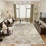 Vamcheer Teppich Wohnzimmer Flauschig Schwamm - 160X230 Waschbar Schlafzimmer Teppich rutschfest,Teppiche Gegend Geometrisch Vintage, Eingedickter Komfort, Arbeitszimmer, Büro,Super Weich, Beige/Grau