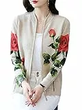 Pullover-Cardigan, O-Ausschnitt, Mantel, Reißverschluss, Lockere Strickjacke, Langarm-Druck, Strick-Cardigan