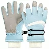 LeapBeast Handschuhe Kinder, Winddicht Warme Skihandschuhe Kinder für Jungen und Mädchen, Handschuhe Wasserdicht Kinder für Radfahren Snowboard Laufen Wandern Geschenke (Hellblau, S（4-6 Jahre）)