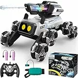 SIMREX Roboter Hund Spielzeug für Kinder, Stunt-RC-Autos mit LED-Augen & Gestensteuerung für Jungen und Mädchen, Interaktives Spielzeug mit Mecanum-Rädern, Wasser-Schieß-Turm & RGB-Beleuchtung