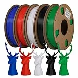 PLA Filament 1.75mm, TINMORRY Filament 1.75 PLA für 3D Drucker, Combipack Nettogewicht 1.25 kg, Schwarz+Weiß+Rot+Dunkelblau+Dunkelgrün