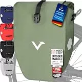 Valkental - Große & wasserdichte Gepäckträgertasche - 28L Füllvolumen - Fahrradtasche für Gepäckträger mit Reflektoren in Natur Grün