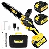 TROOZY Akku Kettensäge Mini Säge, Brushless Motor, Akku 6000mAh Bis Zu 200min, Elektro Handkettensäge (21V, 6Zoll/15cm, 2 Akku 3000mAh), Elektrisch Handsäge für Holz, Astsäge, Gartenschere, Astschere