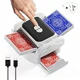 snookids® Kartenmischmaschine Elektrische Mischmaschine für 1–2 Decks Auto & Manueller Wiederaufladbar 2000mAh Geräuscharm für Poker UNO Blackjack Skip-BO Phase 10 Texas Hold'em Ostern Geschenke