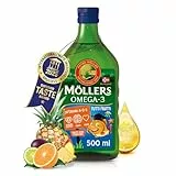 Möller's Omega 3 Lebertran | Nordic omega 3 kinder Nahrungsergänzung mit EPA, DHA, Vitamin A, D und E | Hochreiner natürlicher Lebertran | 165 Jahre alte Marke | Tutti Frutti | 500 ML