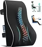 Qutool Rückenkissen aus Memory Foam, Lendenkissen für Bürostuhl, Gaming-Stuhl, Rückenstütze für Schreibtischstuhl Lendenwirbelkissen mit Doppelte Verstellbare Riemen, Netzabdeckung (Schwarz)