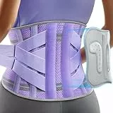 Rakiie Rückenstützgürtel für Damen, 9-faches Rückenbandage, Ergonomische Lendenwirbelstütze mit 3D-Pad, Nierengurt von Rückenschmerzen, Lila Größe S (Taille: 70–85CM)