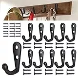 30 Stk Wandhaken Vintage Einzelne Haken Mini Robenhaken Garderobenhaken mit 60 Stk Schrauben, Garderobenhaken aus Metall für Badezimmer Kleiderhaken Schwarz Haken