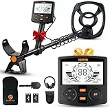 SUNPOW Metalldetektor 2025 Neu – 5 Modi Profi für Erwachsene, Pinpointer, IP68 wasserdichte 30 cm Suchspule, 2X HD-LCD Display, DSP-Chip, Verstellbarer Schaft, Robuste Spiralstruktur, Komplettes Set