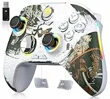 EasySMX X15 Controller PC, Controller Wireless mit 7 RGB Licht, Gaming Controller mit Hall Joystick&Trigger, Bluetooth Controller Kompatibel mit PC/Switch/Handy/Tablet-Wukong