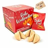 Lucky Treats Weihnachts Glückskekse - 12er Box - Lebkuchen Geschmack - Adventskalender Füllung - Sprüche auf Deutsch & Englisch - Vegan - Made in Germany