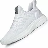 Feethit Turnschuhe Herren Laufschuhe Sportschuhe Sneaker rutschfeste Gummisohlen Leichte und Atmungsaktiv für Gehen Laufen Joggen Sports Weiß 43