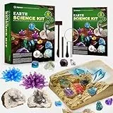 Japace Ausgrabungsset für Kinder, STEM Wissenschaft Spielzeug Edelsteine Ausgraben, Geoden Zum Aufbrechen Set, Kristalle Züchten Kit Geschenke Jungen Mädchen schürfen Hammer