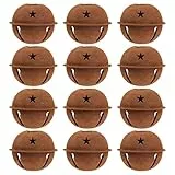 EXCEART DIY Glocken 12 Stück Rostige Klingelglocken Sternausschnitt Weihnachten Mentale Klingelglocken Handwerk DIY Glocken für Kranz Ferienhaus Weihnachtsdekoration (40Mm) Handwerk Glocken