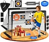 KESSER® Fussballtor 2er Set | Tolles Fußball Geschenk für Kinder, Indoor und Outdoor Garten : Antirutsch - Inkl. Fussball Trainingszubehör: Hütchen, Zielscheibe, Sporttasche, Ballpumpe, Schwarz