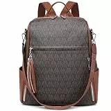 MARCO M KELLY Rucksack aus veganem Leder für Damen, Anti-Diebstahl-Reiserucksack, Tasche mit Quaste, wandelbare Schultertasche, Kaffeefarben (coffee-1), Large, Reiserucksäcke