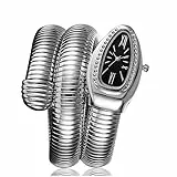 ZJchao Damen-Armbanduhr, modisch, Schlangenform, Armreif-Uhr, elegant, langlebig, bequem, Zeitmesser für Freizeit, Arbeit, Büro, Party, goldfarbener Edelstahl, Armband