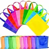 JOYELL 30 Stück Vlies Geschenktüten, kleine wiederverwendbare Geschenktüte mit Henkel, Bunt Party Geschenktaschen für Kindergeburtstage, Hochzeit, Weihnachten (10 Farben, 25x21cm)