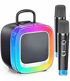 Kinglucky 2025 Upgrade Karaoke-Maschine, tragbarer Bluetooth-Lautsprecher mit 2 kabellosen Mikrofonen für Erwachsene & Kinder mit Lichtern, Karaoke für alle Smartphones, Geburtstag, Familie, Heimparty