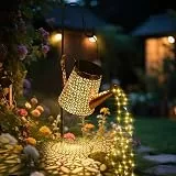 Solar Gießkanne Lichterkette,GuKKK Gießkannenlicht Lichter mit Schäferhaken, LED Außen Solarlampen Gießkannenlicht Lichter, IP65 Wasserdicht Solar Giesskann für Hofweg Balkon Gartendeko (Kupfermünzen)