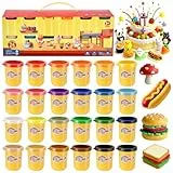 Yimomoyi 24er Pack Knete Set für Kinder, Kinderknete, Knetmasse für Fantasievolles und Kreatives Spielen, Knete Zubehör, Teig Spielzeug Geschenk für Jungen Mädchen ab 3 Jahren, 50G/Dosen (24 Farben)