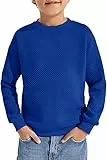 Haloumoning Jungen Langarmshirt Kinder Rundhals Sweatshirt Einfarbig Pullover Langarm T-Shirt Basic Top Dunkelblau 140