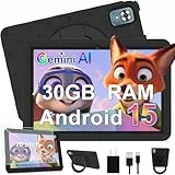 DMOAO Kinder Tablet 10 Zoll Android 15 mit 30GB RAM + 64GB ROM(2TB), 5G WLAN 6, Widevine L1, Elterliche Kontrolle, 8-Core, 6000 mAh, Kids Tablet mit Kinder Hülle Eva + 360° Drehbarer Ständer, Schwarz