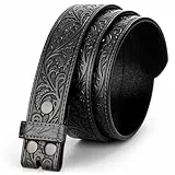BELTROAD Gürtel Ohne Schnalle Herren, Ledergürtel Ohne Schnalle Western Gürtel Wechselgürtel für Cowboy Cowgirl Jeans Gürtelschnalle Geschenkm, 3.8CM Breit, Blattmuster, Schwarz, 140cm