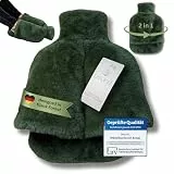 belund.® Original Fußwärmer, flauschige Wärmflasche mit beidseitig extra dickem Plüsch-Bezug - 2in1 Bettflasche und Fußwärmflasche, Fußwärmer ohne Strom, weiche Wärmflasche in grün - Forest Green