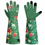 DLY Gartenhandschuhe-Damen und Herren, Lange-Rosenhandschuhe, Atmungsaktive Leder-Garten-Handschuhe, Arbeitshandschuhe mit Unterarmschutz
