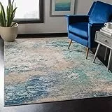 SAFAVIEH Boho Teppich für Wohnzimmer, Esszimmer, Schlafzimmer - Madison Collection, Kurzer Flor, Blau und Grau, 183 X 274 cm