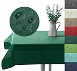 Outdoor Tischdecke Gartentischdecke wasserfest wetterbeständig rutschfest waschbar Outdoortischdecke Weichschaum Garten Balkon Camping Party Tischdeko Typ883 dunkelgrün 130x160 cm eckig
