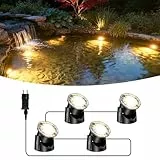 POPOSOAP Teichleuchten, 4-in-1 Warmweiß Unterwasser LED Strahler, IP68 Wasserdicht Landschaftsbeleuchtung, Tauchlichter für Teich, Garten, Terrasse, Brunnen, Pool & Wasserfall Deko