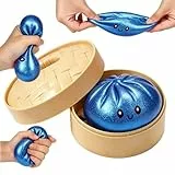 2026 Neuer riesiger Dumpling, riesiger weicher Dumpling, großes weiches Spielzeug mit Dampfbox, niedliches Fidget-Spielzeug zur Angstlinderung, Soft Squeeze Decompression Dough (blau)