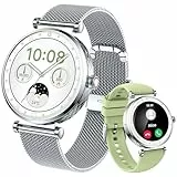 Damen Smartwatch mit 1,19' HD runden Bildschirm und Telefonfunktion, zur Überwachung des Menstruationszykluses, SpO2, Puls sowie Schlafmonitor und Schrittzähler. Fitness Tracker für iOS und Android