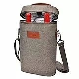 Kato Tirrinia Kühltasche für 2 Flaschen- Flaschenträger für Wein & Bier, gepolsterte 2 weinkühltasche mit isoliert,Griff & Schultergurt, Flaschenkorb für Reise, Picknick, Party