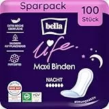bella life Maxi Damenbinden für die Nacht | dermatest: SEHR GUT | atmungsaktive Binden für Damen im 10er Pack (10 x 10 Stück) | parfümfrei und extra weiche Oberfläche