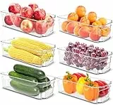 KICHLY Hochwertiger Kühlschrank Organizer set für Schubladen – Set mit 6 Stapelbar Aufbewahrung Kühlschrank für Gemüsefach, küchen schrank, Regalen, Kosmetika, Büromaterial, Werkzeugen – BPA-frei