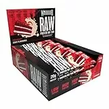 Warrior Raw Proteinriegel 12 x 75 g – Ballaststoffreicher Haferriegel mit Protein, High Protein Snack ohne Zucker, Natürlicher Haferflocken Riegel mit Präbiotika – Red Velvet Kuchen