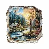 Jigfoxy Holzpuzzle für Erwachsene, Herbstliche Traumlandschaft Holz Puzzle, einzigartiges Tierpuzzle aus Holz, Geschenk zu Weihnachten für Familie und Freunde, L-32 * 31.5cm-265Teile