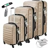 KESSER® 4tlg. Hartschalenkofferset Hartschalenkoffer Reisekoffer Set Reisekofferset Trolley Koffer 4 Rollen ABS-Hartschale Teleskopgriff Inkl. Kofferwaage + Gepäckanhänger Rollkoffer Schloss, S-M-L-XL