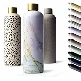 MAMEIDO Thermosflasche 750 ml, auslaufsichere Trinkflasche Edelstahl, Kohlensäure geeignet, BPA frei, Isolierflasche 12h heiß & 24h kalt (Pearl Marble Gold)