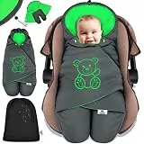 KIDIZ® Baby Einschlagdecke Babyschale Winter Herbst Babydecke mit Tasche Universal Fußsack kompatibel mit Maxi-Cosi, Römer, Buggy, Kinderwagen & Autositz isolierend gegen Wind, Nässe & Kälte